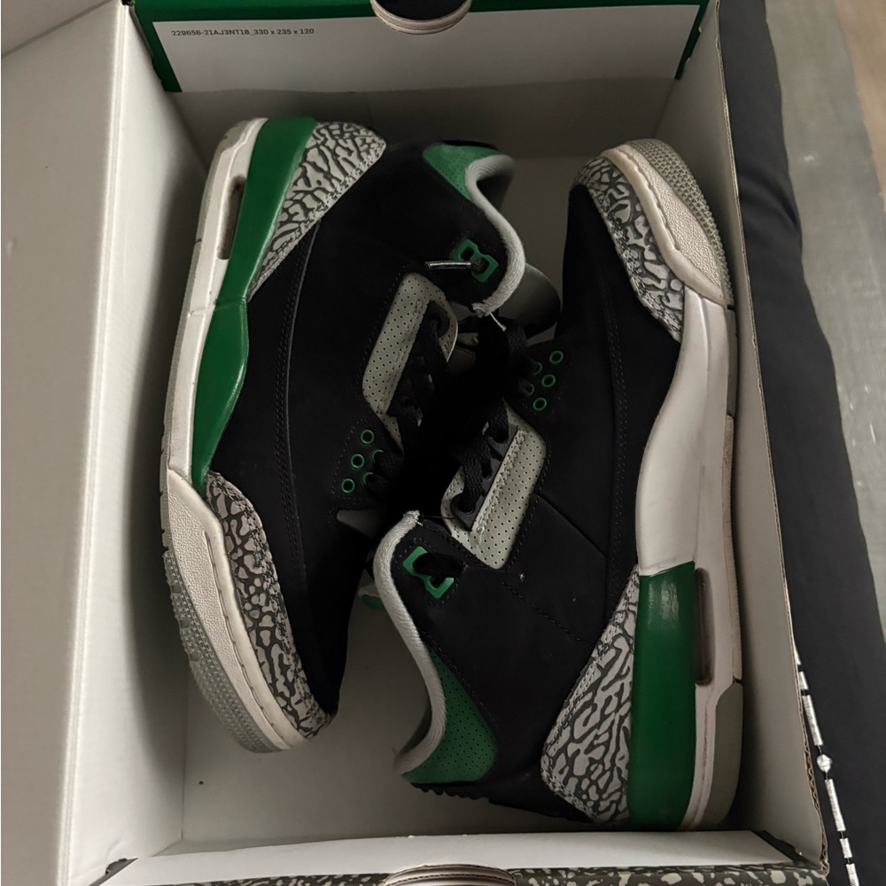 Jordan Air 3 Retro Black and Pine Green Sneakers